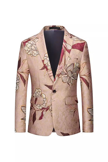 Blazer de bal pour homme imprimé à revers crantés en or rose